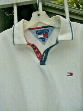 Tommy Hilfiger Red,  White & Blue Short Sleeve Vintage Retro Polo Flag Shirt Sz
