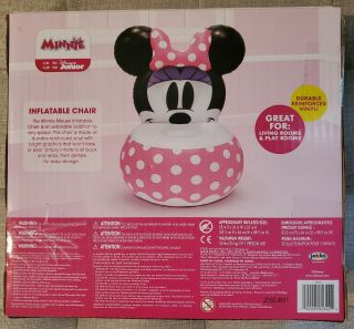 Disney Junior Minnie Mouse Inflatable Chair Furniture Kids Ages 3 - 7 2