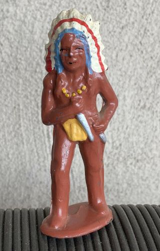 Vintage Barclay Native American Indian Chief Lead Dime Store Toy Figure