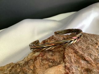 Vintage Sergio Lub Magnetic Copper,  Brass & Silvertone Braid Cuff Bracelet