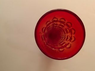 Vintage Lefton ' s Hand Blown Glass Red Orange Hobnail Glass Bud Vase MCM 2
