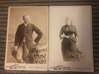2 X Cabinet Cards Of A Victorian Couple - Mora 707 Broadway - Photograph