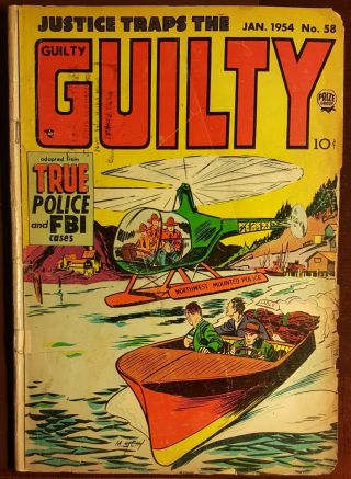 Vintage Justice Traps The Guilty Comic 58 1954 - Stories From Police & Fbi Files