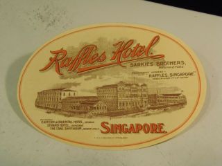 Raffles Hotel Vintage Luggage Label Sarkies Brothers Singapore 7/14/21