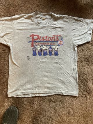Detroit Pistons Late 80s Vintage Basketball Club T - Shirt Xl Single Stitch