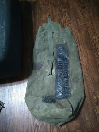 Vintage Military Duffel Bag Us Army Canvas Green