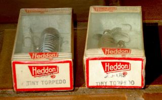 2 Vintage Heddon Dowagiac Tiny Torpedo Spooks; 360 - XRS & 360 - L,  boxes. 2
