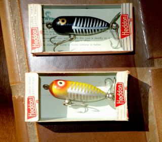 2 Vintage Heddon Dowagiac Tiny Torpedo Spooks; 360 - XRS & 360 - L,  boxes. 3