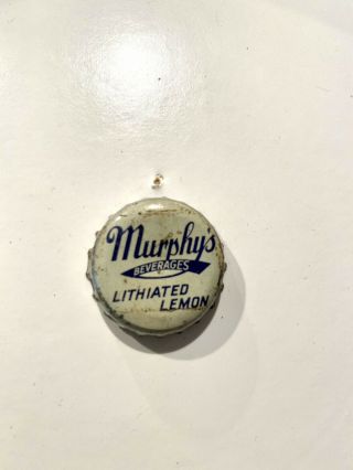 Vintage Murphy’s Beverages Drink Soda Cork Lined Bottle Cap Lithiated Lemon Pop