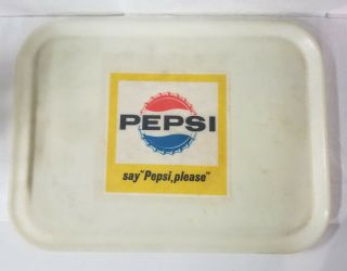 Vintage " Say Pepsi,  Please " Pepsi Advertising Fiberglass Plastic Serving Tray