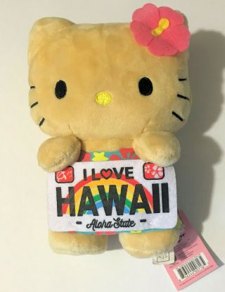 Hello Kitty Hawaii Girl Plush Doll Aloha State License Plate Toy Blue San Rio