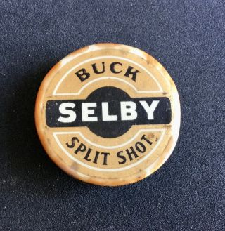 Rare Vintage Selby Buck Split Shot Round Tin Fishing