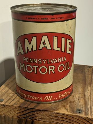 Vintage Amalie Pennsylvania Motor Oil 1 Quart All Metal Can