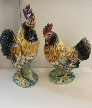 Vintage Rooster Figurine Ceramic Made In Japan Hand Painted