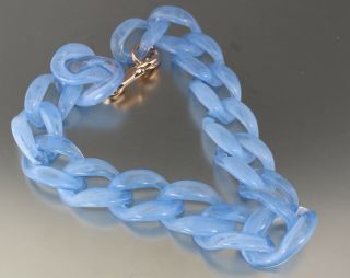 Vintage 90’s Chunky Blue Plastic Lucite Bead Chain Link Necklace