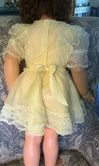 NO DOLL - Vintage FANCY YELLOW LACE DOLL DRESS fits 35 