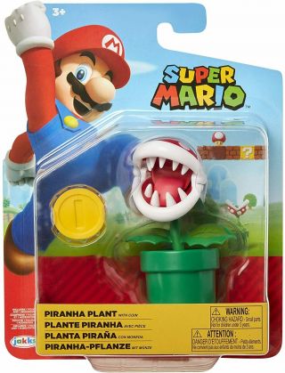 Mario Piranha Plant Action Figure W/ Coin World Of Nintendo