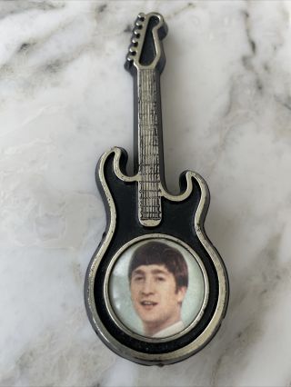 Beatles John Lennon Vintage 1964 Invicta Plastics Guitar & Portrait Brooch Pin