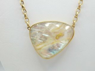 Kendra Scott Mckenna Vintage Gold Pendant Necklace In White Abalone 20 "