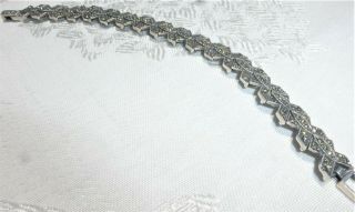 Gorgeous Vintage Sterling Silver Marcasite Link Bracelet Detail And On
