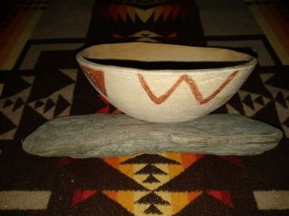 Old Vtg Native American - Hohokam? Indian - Red On Buff Clay Pottery Bowl