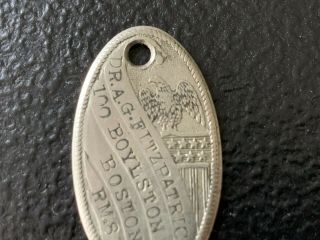 Vintage Key Ring Check Fob EAGLE & SHIELD - DR.  A.  G.  FITZPATRICK BOSTON,  MASS. 2