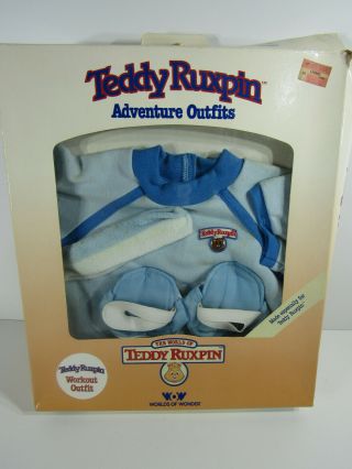 1985 Teddy Ruxpin Worlds Of Wonder Teddy Bear Adventure Workout Outfit Blue