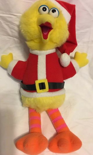 Sesame Street Big Bird In Santa Suit Plush Stuffed 1988 Playskool Christmas