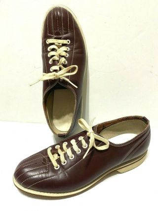 Vintage Linds Leather Bowling Shoes Mens 5 Womens 7 Retro Maroon Made In Usa