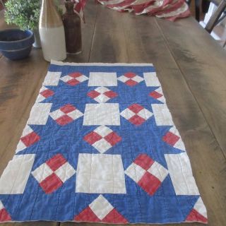 Exc Patriotic Americana Vintage Red White Blue Stars Cutter Quilt Pc 20x12