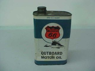 Vintage Phillips 66 Outboard Motor Oil 1 Qt.  Can W/graphics