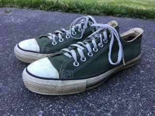 Vintage Converse All Star Chuck Taylor Low Green Made In Usa Shoes Size 10 1/2