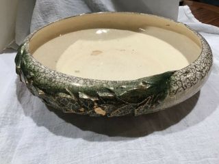 Vintage Mccoy Pottery Grecian Planter Console Bowl 24k Gold 444 Green Gold