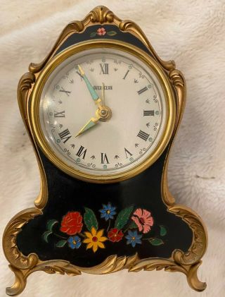 Antique Vintage Overocean Alarm Desk Clock W/musical Alarm