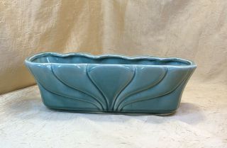 Vintage Usa Pottery Celadon Green Ceramic Rectangular Oval Planter 897