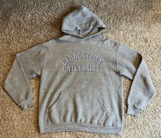 Vintage 80s Russell Athletic Georgetown University Hoodie Sweatshirt Size L Usa