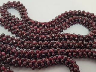 2 VINTAGE NECKLACES - BEADED - GARNETTS? RED STONES - 30 in - HEAVY NR 2