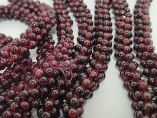2 VINTAGE NECKLACES - BEADED - GARNETTS? RED STONES - 30 in - HEAVY NR 3