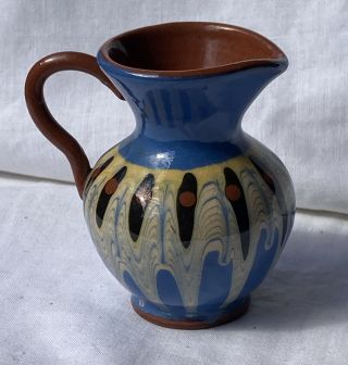Vintage Bulgarian Art Pottery Miniature Painted Jug Vase