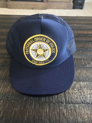 Vtg 80s Chicago Police Union Mesh Trucker Snapback Hat.  Skate N Grunge.