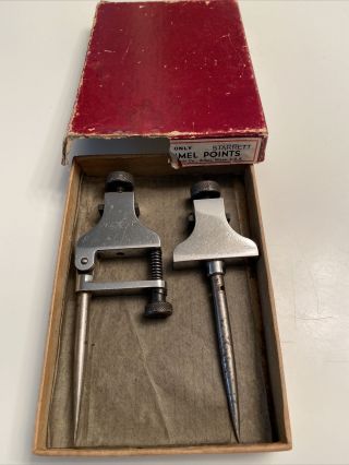 Vintage Starrett No 50 A Trammel Points With Adjustable 3 " Points & Box