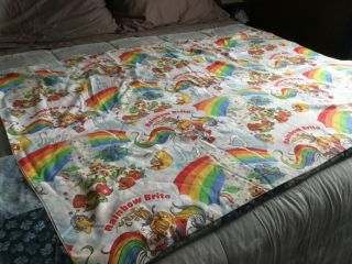 Vintage Rainbow Brite Twin Bed Sheet Flat 1983 Horse Doll Hallmark