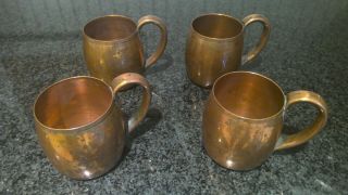 West Bend Aluminum Co Vintage Solid Copper Mugs Moscow Mule Set Of 4 Unpolished