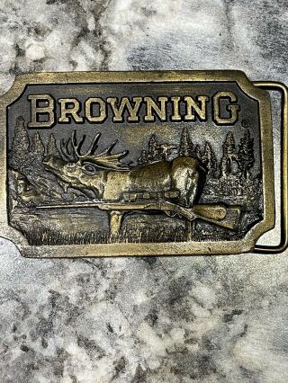 Vintage Browning Rifle Belt Buckle Indiana Metal Craft 1977