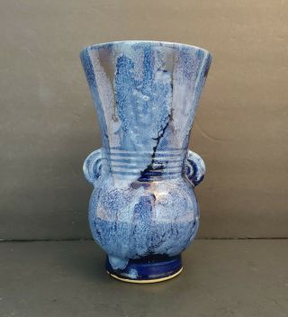 Vintage Rare 1930s Art Deco Brush Mccoy Vase Blue Onyx Mcm