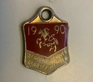 Vintage 1990 St George Leagues Club Membership Badge Sydney Australian Rugby Nrl