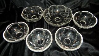 6 Vintage Crystal Chandelier Glass Bobeche Candle Cups Replacement Parts W Pins