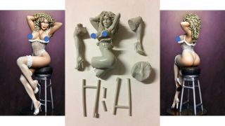 1/9 200mm Figurine Resine : Pin - Up Entraineuse Bar Assise Tabouret Tenue Legere