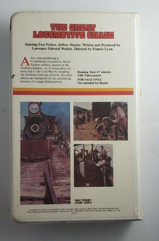 Vtg Walt Disney Home Video The Great Locomotive Chase VHS Tape White Clamshell 3