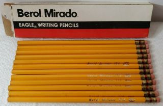 Vintage Berol Mirado No 174 No.  2 Twelve Unsharpened Eagle Writing Pencils